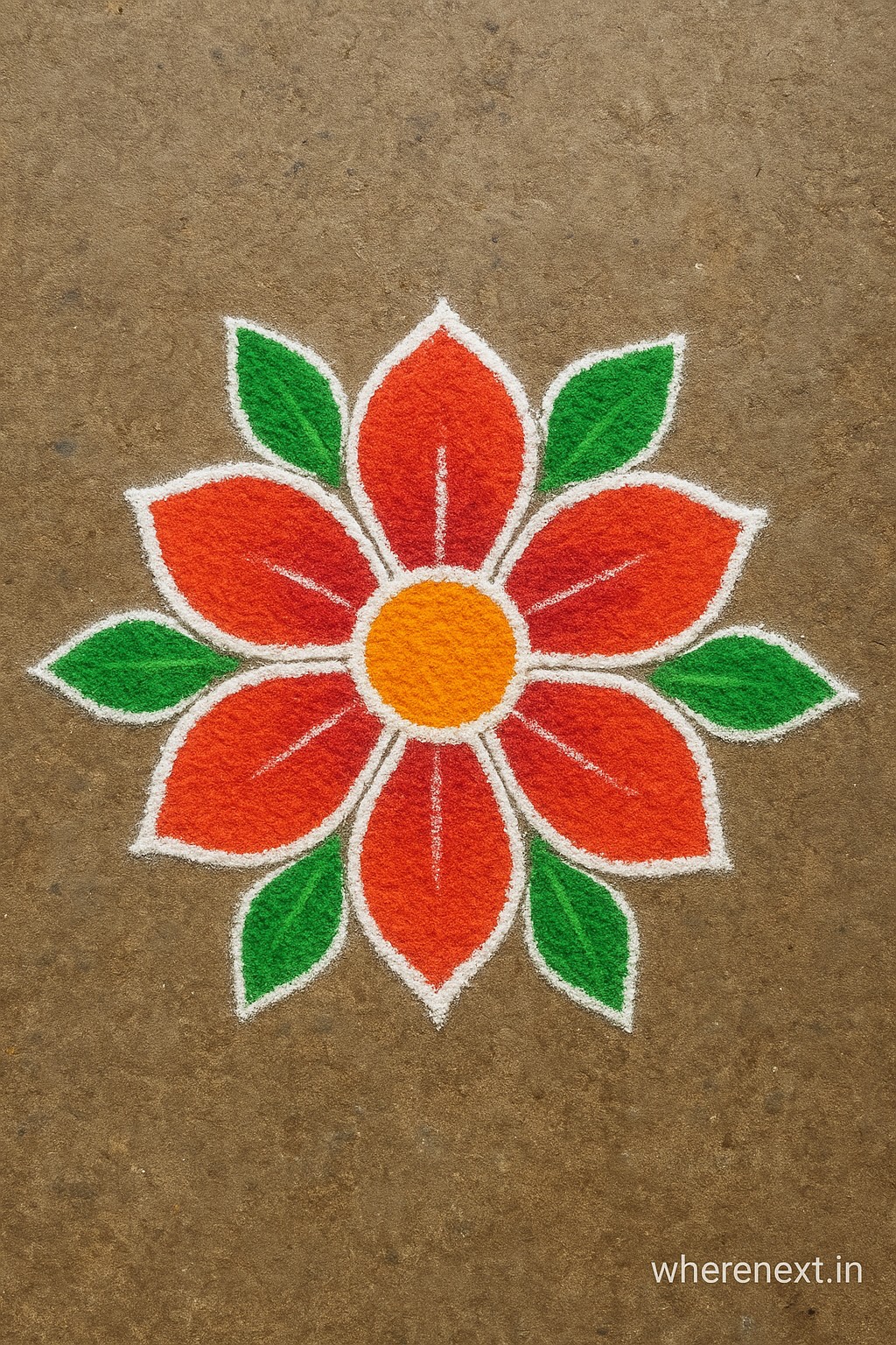 Easy flower rangoli design using petals