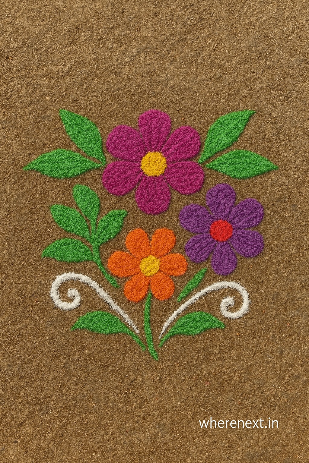 Flower design rangoli for Diwali celebrations