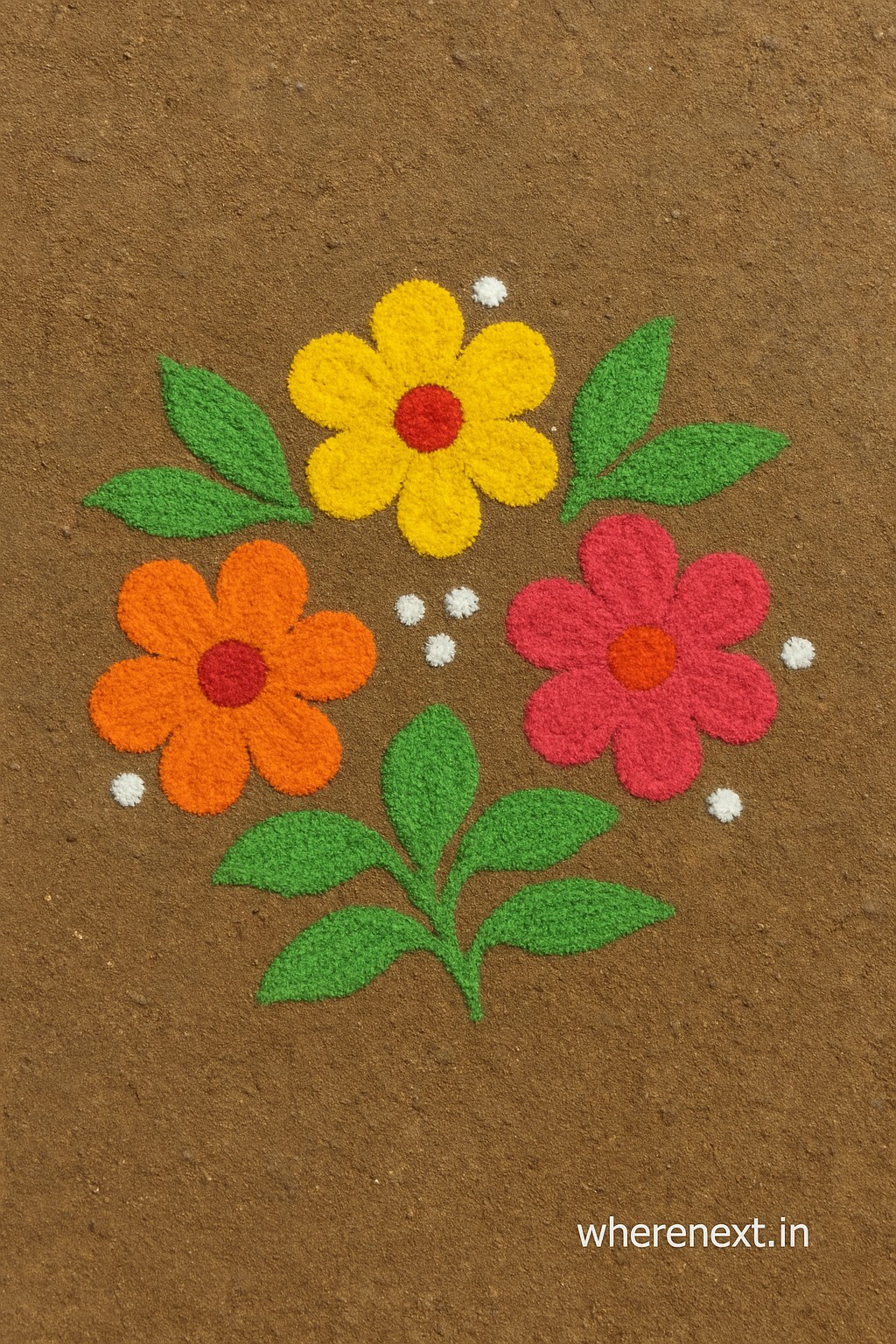 Flower rangoli and simple flower rangoli design with petals