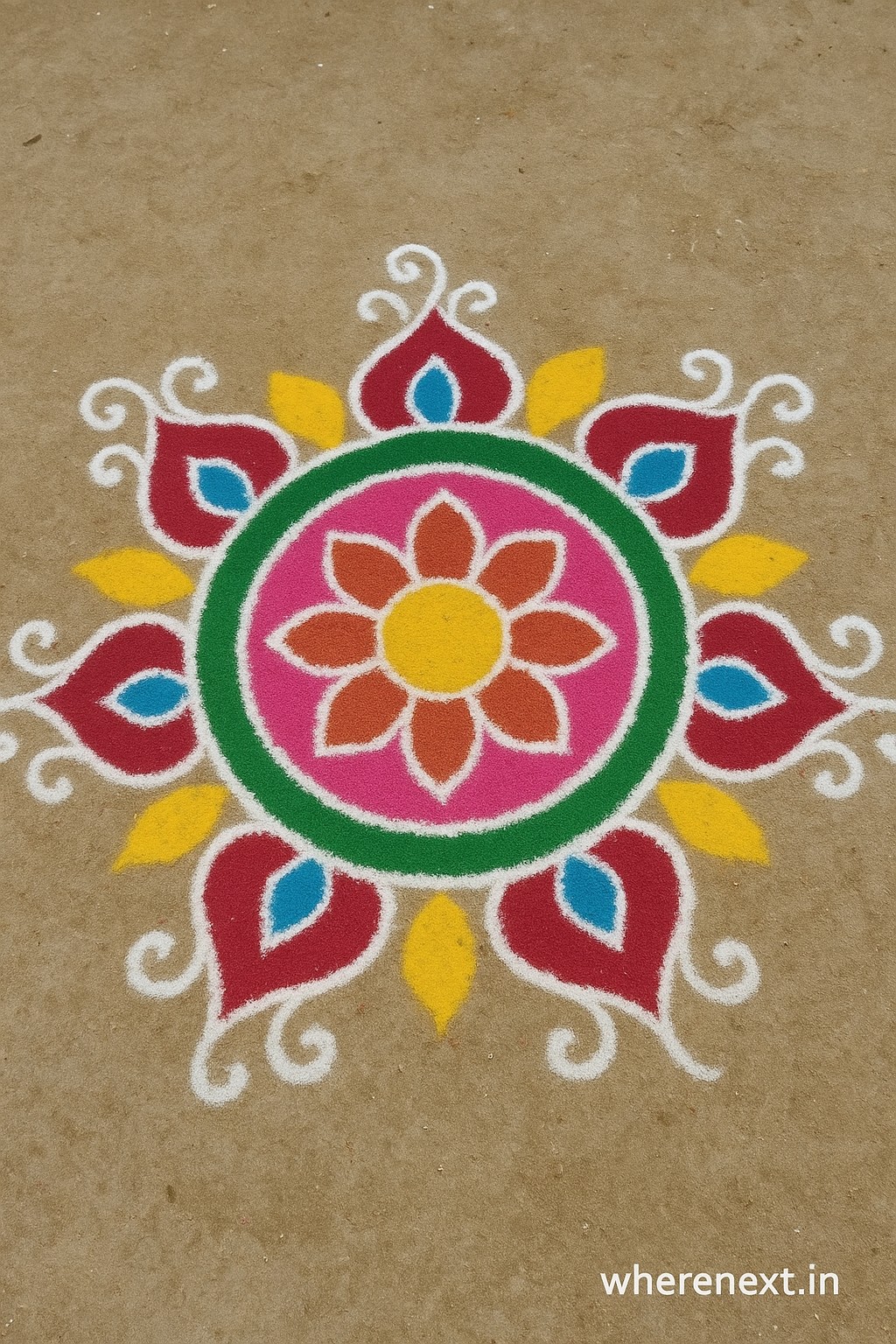 Free hand rangoli design with creative patterns