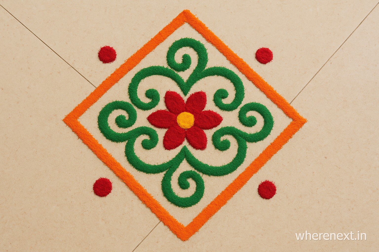 Mini simple rangoli designs for doors and corners