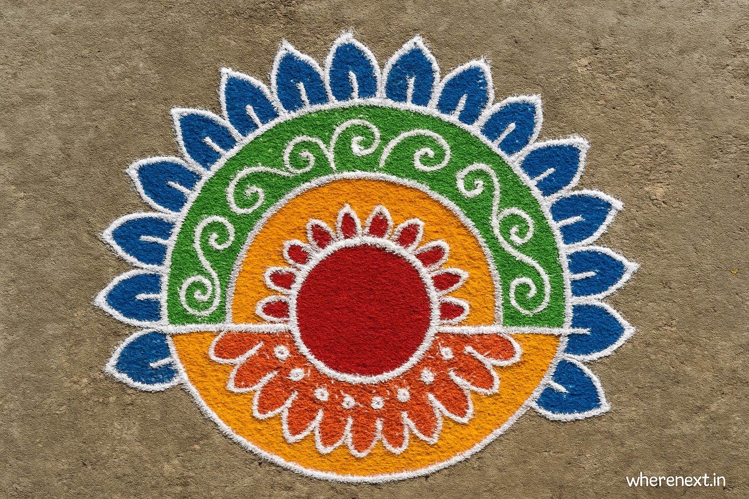 Sankranti rangoli designs with semi-circle patterns