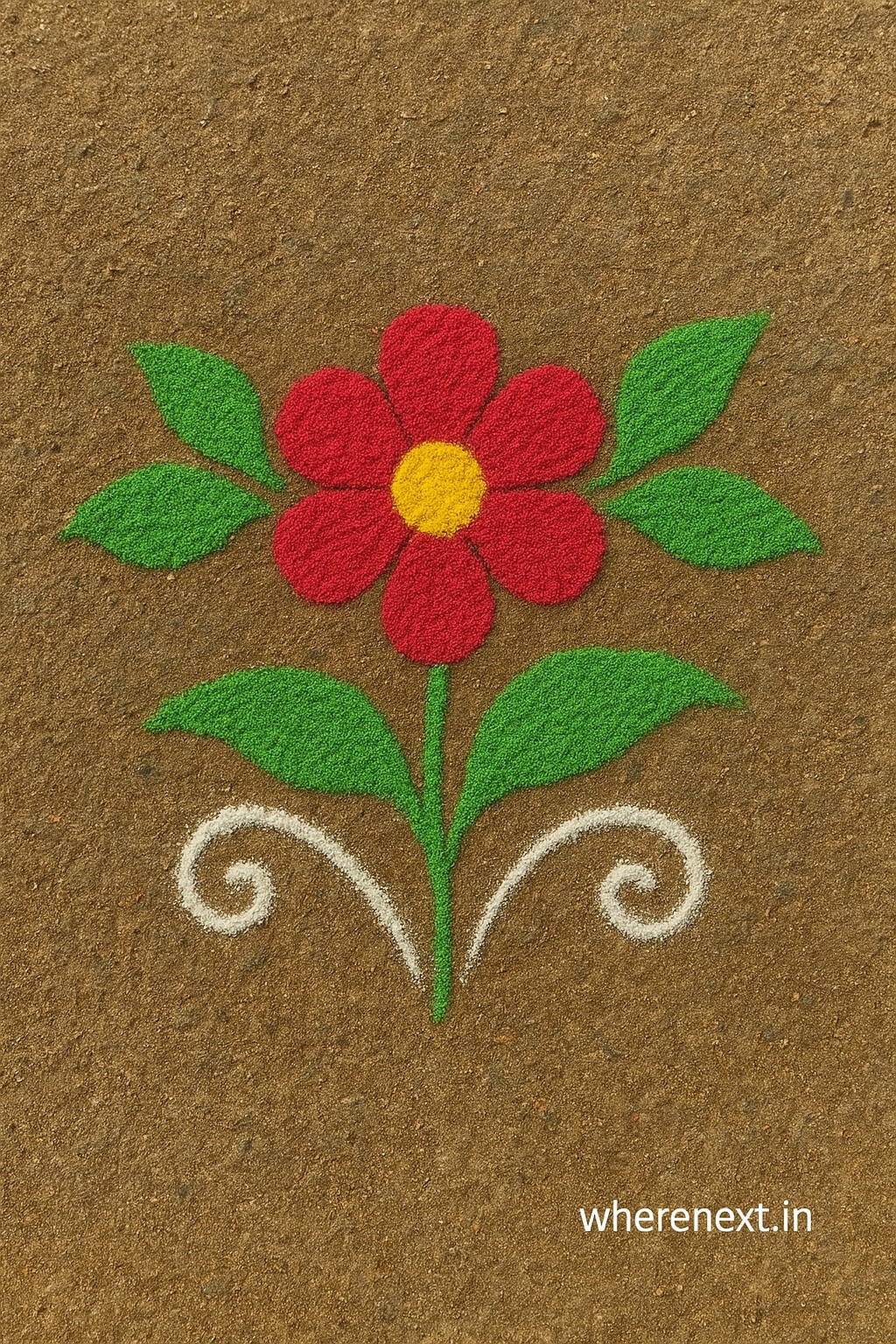 Simple flower design rangoli of Diwali for home decoration