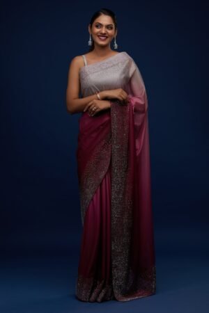 Wine Tissue Designer Saree