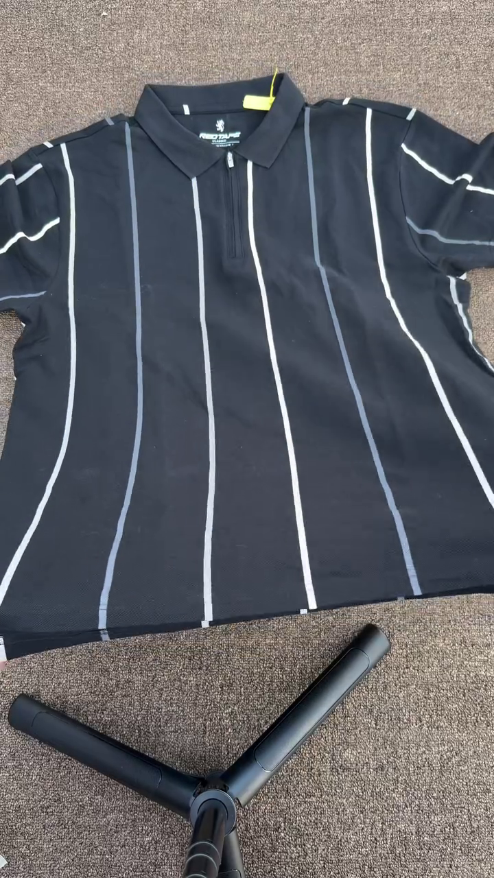 Men Pure Cotton Vertical Stripe Zipper Polo T-Shirt - Image 5